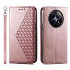 For Realme 12 5G Cubic Grid Calf Texture Magnetic Leather Phone Case(Rose Gold) - 1