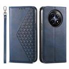 For Realme 12 5G Cubic Grid Calf Texture Magnetic Leather Phone Case(Blue) - 1