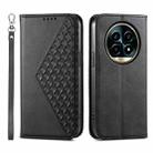 For Realme 13 Pro / 13 Pro+ Global Cubic Grid Calf Texture Magnetic Leather Phone Case(Black) - 1