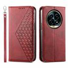 For Realme 13 Pro / 13 Pro+ Global Cubic Grid Calf Texture Magnetic Leather Phone Case(Red) - 1