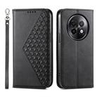 For Realme 13+ Cubic Grid Calf Texture Magnetic Leather Phone Case(Black) - 1