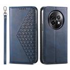 For Realme 13+ Cubic Grid Calf Texture Magnetic Leather Phone Case(Blue) - 1