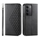For Realme C75 / Realme 14x Cubic Grid Calf Texture Magnetic Leather Phone Case(Black) - 1