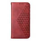 For Realme C75 / Realme 14x Cubic Grid Calf Texture Magnetic Leather Phone Case(Red) - 2