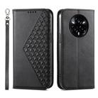 For Realme 14 Pro+ Cubic Grid Calf Texture Magnetic Leather Phone Case(Black) - 1