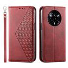 For Realme 14 Pro+ Cubic Grid Calf Texture Magnetic Leather Phone Case(Red) - 1