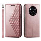 For Realme 14 Pro+ Cubic Grid Calf Texture Magnetic Leather Phone Case(Rose Gold) - 1