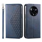 For Realme 14 Pro+ Cubic Grid Calf Texture Magnetic Leather Phone Case(Blue) - 1