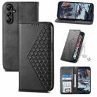 For Samsung Galaxy A25 Cubic Grid Calf Texture Magnetic Leather Phone Case(Black) - 1