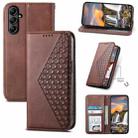 For Samsung Galaxy A25 Cubic Grid Calf Texture Magnetic Leather Phone Case(Brown) - 1