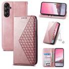 For Samsung Galaxy A25 Cubic Grid Calf Texture Magnetic Leather Phone Case(Rose Gold) - 1