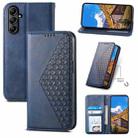 For Samsung Galaxy A25 Cubic Grid Calf Texture Magnetic Leather Phone Case(Blue) - 1