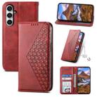 For Samsung Galaxy S23 FE Cubic Grid Calf Texture Magnetic Leather Phone Case(Red) - 1