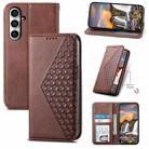 For Samsung Galaxy S23 FE Cubic Grid Calf Texture Magnetic Leather Phone Case(Brown) - 1