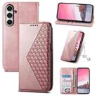 For Samsung Galaxy S23 FE Cubic Grid Calf Texture Magnetic Leather Phone Case(Rose Gold) - 1