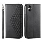 For Samsung Galaxy A05 Cubic Grid Calf Texture Magnetic Leather Phone Case(Black) - 1