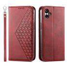 For Samsung Galaxy A05 Cubic Grid Calf Texture Magnetic Leather Phone Case(Red) - 1