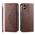 For Samsung Galaxy A05 Cubic Grid Calf Texture Magnetic Leather Phone Case(Brown) - 1