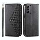 For Samsung Galaxy A05s Cubic Grid Calf Texture Magnetic Leather Phone Case(Black) - 1