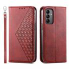 For Samsung Galaxy A05s Cubic Grid Calf Texture Magnetic Leather Phone Case(Red) - 1