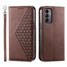 For Samsung Galaxy A05s Cubic Grid Calf Texture Magnetic Leather Phone Case(Brown) - 1