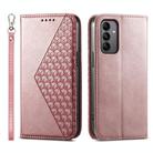 For Samsung Galaxy A05s Cubic Grid Calf Texture Magnetic Leather Phone Case(Rose Gold) - 1