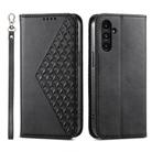 For Samsung Galaxy A15 Cubic Grid Calf Texture Magnetic Leather Phone Case(Black) - 1