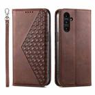 For Samsung Galaxy A15 Cubic Grid Calf Texture Magnetic Leather Phone Case(Brown) - 1