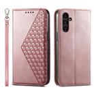 For Samsung Galaxy A15 Cubic Grid Calf Texture Magnetic Leather Phone Case(Rose Gold) - 1