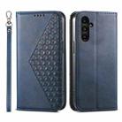 For Samsung Galaxy A15 Cubic Grid Calf Texture Magnetic Leather Phone Case(Blue) - 1