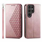 For Samsung Galaxy S24 Ultra 5G Cubic Grid Calf Texture Magnetic Leather Phone Case(Rose Gold) - 1