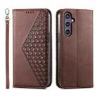 For Samsung Galaxy S24+ 5G Cubic Grid Calf Texture Magnetic Leather Phone Case(Brown) - 1