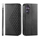 For Samsung Galaxy S24 5G Cubic Grid Calf Texture Magnetic Leather Phone Case(Black) - 1
