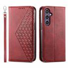 For Samsung Galaxy S24 5G Cubic Grid Calf Texture Magnetic Leather Phone Case(Red) - 1