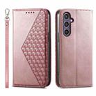 For Samsung Galaxy S24 5G Cubic Grid Calf Texture Magnetic Leather Phone Case(Rose Gold) - 1
