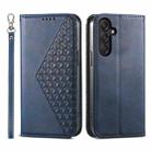 For Samsung Galaxy M55 Cubic Grid Calf Texture Magnetic Leather Phone Case(Blue) - 1