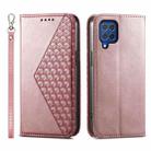 For Samsung Galaxy M62 Cubic Grid Calf Texture Magnetic Leather Phone Case(Rose Gold) - 1