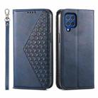 For Samsung Galaxy M62 Cubic Grid Calf Texture Magnetic Leather Phone Case(Blue) - 1