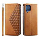 For Samsung Galaxy M62 Cubic Grid Calf Texture Magnetic Leather Phone Case(Yellow) - 1