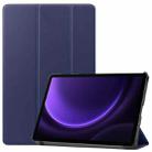 For Samsung Galaxy Tab S9 FE / S10 FE Custer Pure Color 3-Fold Holder Smart Leather Tablet Case(Dark Blue) - 1