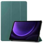 For Samsung Galaxy Tab S9 FE / S10 FE Custer Pure Color 3-Fold Holder Smart Leather Tablet Case(Dark Green) - 1