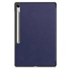 For Samsung Galaxy Tab S10 FE+ Custer Pure Color 3-Fold Holder Smart Leather Tablet Case(Dark Blue) - 3