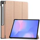 For Samsung Galaxy Tab S10 FE+ Custer Pure Color 3-Fold Holder Smart Leather Tablet Case(Rose Gold) - 1