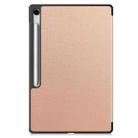 For Samsung Galaxy Tab S10 FE+ Custer Pure Color 3-Fold Holder Smart Leather Tablet Case(Rose Gold) - 3