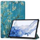 For Samsung Galaxy Tab S9 Custer Painted 3-Fold Holder Smart Leather Tablet Case(Apricot) - 1