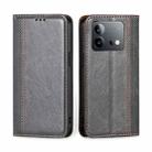 For vivo iQOO Neo 8 5G / 8 Pro 5G Grid Texture Magnetic Flip Leather Phone Case(Grey) - 1