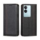 For vivo S17 5G / S17 Pro 5G Grid Texture Magnetic Flip Leather Phone Case(Black) - 1