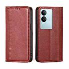 For vivo S17 5G / S17 Pro 5G Grid Texture Magnetic Flip Leather Phone Case(Red) - 1