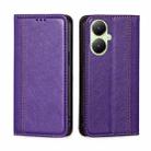 For vivo Y35+ 5G Grid Texture Magnetic Flip Leather Phone Case(Purple) - 1