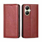 For vivo Y35+ 5G Grid Texture Magnetic Flip Leather Phone Case(Red) - 1